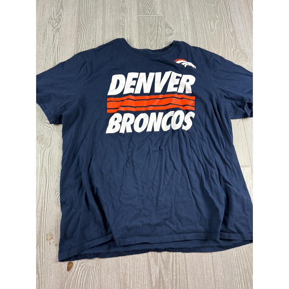 Nike NFL Denver Broncos Tee Mens XXL Navy Blue Athletic Cut Short Sleeve T-Shirt